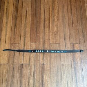 Women's Western Belt Circle Y Of Yoakum Made In  TX Handmade Leather Sz 36 Black